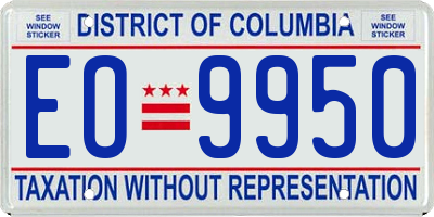 DC license plate EO9950