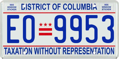 DC license plate EO9953