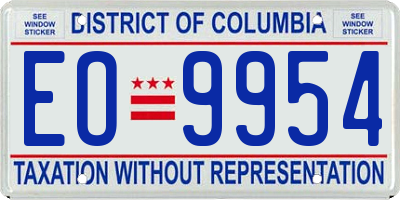 DC license plate EO9954