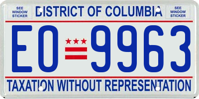 DC license plate EO9963