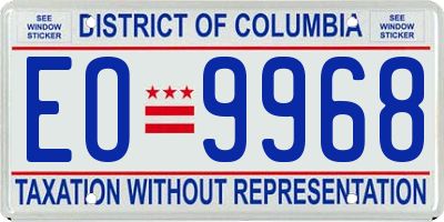 DC license plate EO9968