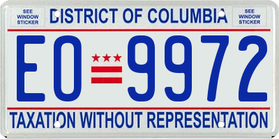 DC license plate EO9972