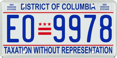 DC license plate EO9978