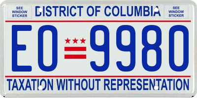 DC license plate EO9980