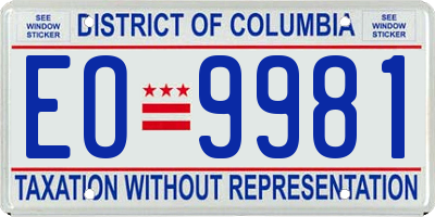 DC license plate EO9981