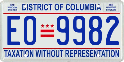 DC license plate EO9982