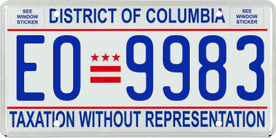 DC license plate EO9983