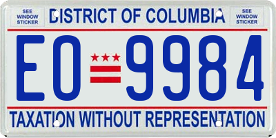 DC license plate EO9984