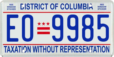 DC license plate EO9985