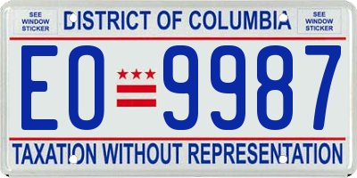 DC license plate EO9987