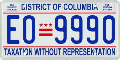 DC license plate EO9990