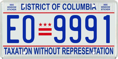 DC license plate EO9991