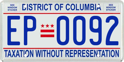 DC license plate EP0092