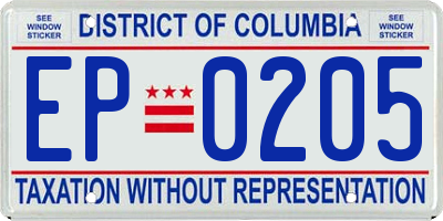 DC license plate EP0205