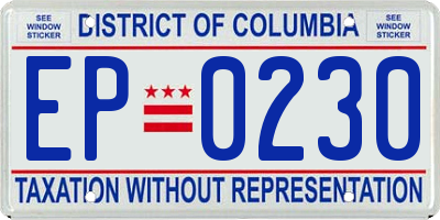 DC license plate EP0230