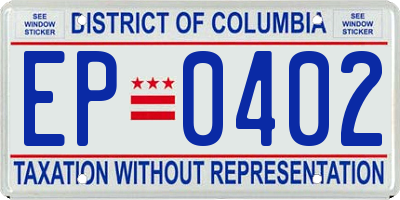 DC license plate EP0402