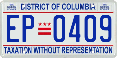 DC license plate EP0409