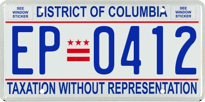 DC license plate EP0412