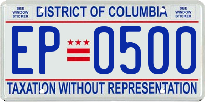 DC license plate EP0500