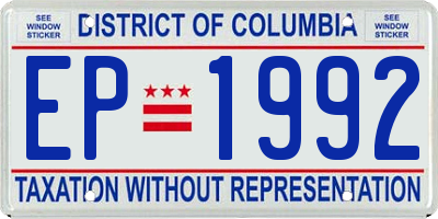 DC license plate EP1992