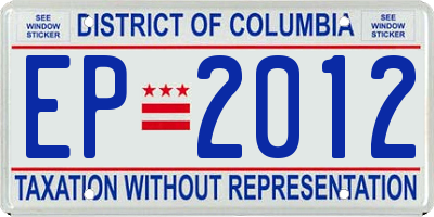 DC license plate EP2012