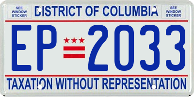DC license plate EP2033