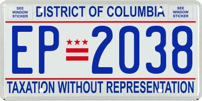 DC license plate EP2038