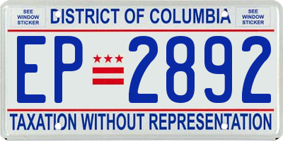 DC license plate EP2892