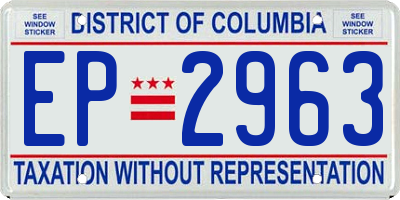 DC license plate EP2963
