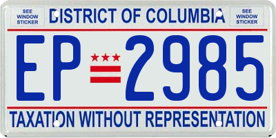 DC license plate EP2985