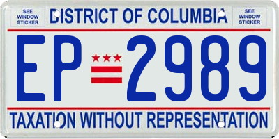 DC license plate EP2989