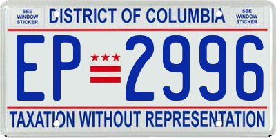 DC license plate EP2996