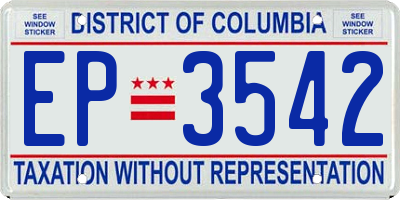 DC license plate EP3542
