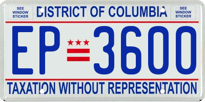 DC license plate EP3600