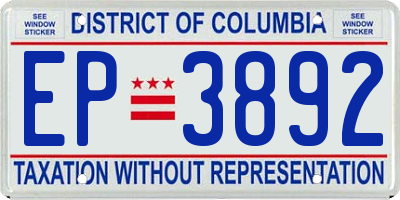 DC license plate EP3892
