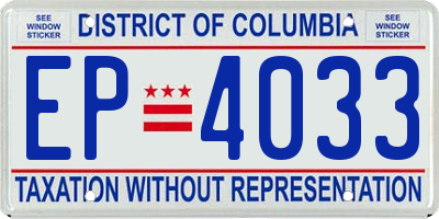 DC license plate EP4033