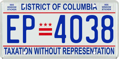 DC license plate EP4038