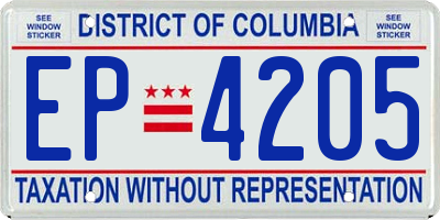 DC license plate EP4205