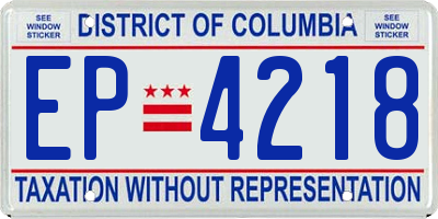 DC license plate EP4218