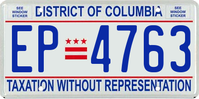 DC license plate EP4763
