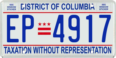 DC license plate EP4917