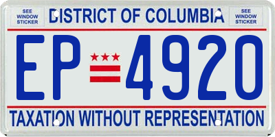 DC license plate EP4920