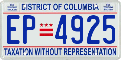 DC license plate EP4925