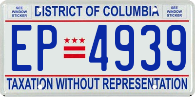 DC license plate EP4939