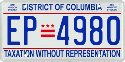 DC license plate EP4980