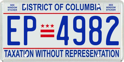 DC license plate EP4982