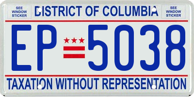 DC license plate EP5038