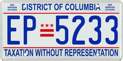 DC license plate EP5233