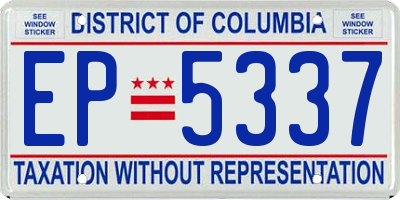 DC license plate EP5337
