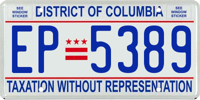 DC license plate EP5389